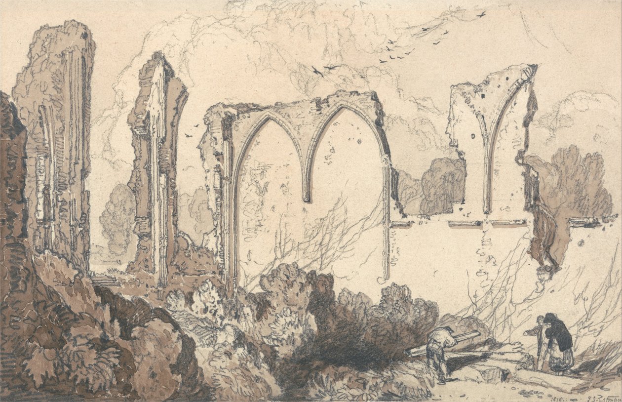 Rovina dietro la scuola libera, Thetford, Suffolk da John Sell Cotman