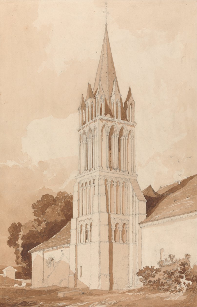 Vista sud-est della chiesa di Ifs, vicino a Caen, Normandia da John Sell Cotman