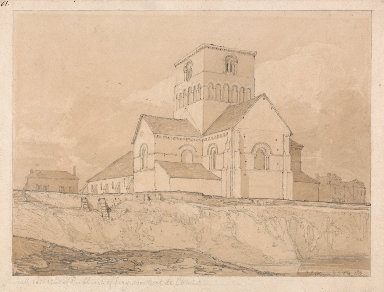 Vista sud-est della chiesa di Lery, vicino a Pont-de-l