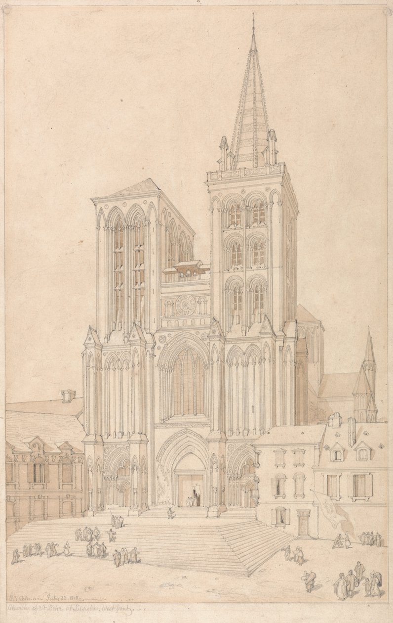 San Pietro a Lisieux, Normandia - Facciata ovest da John Sell Cotman