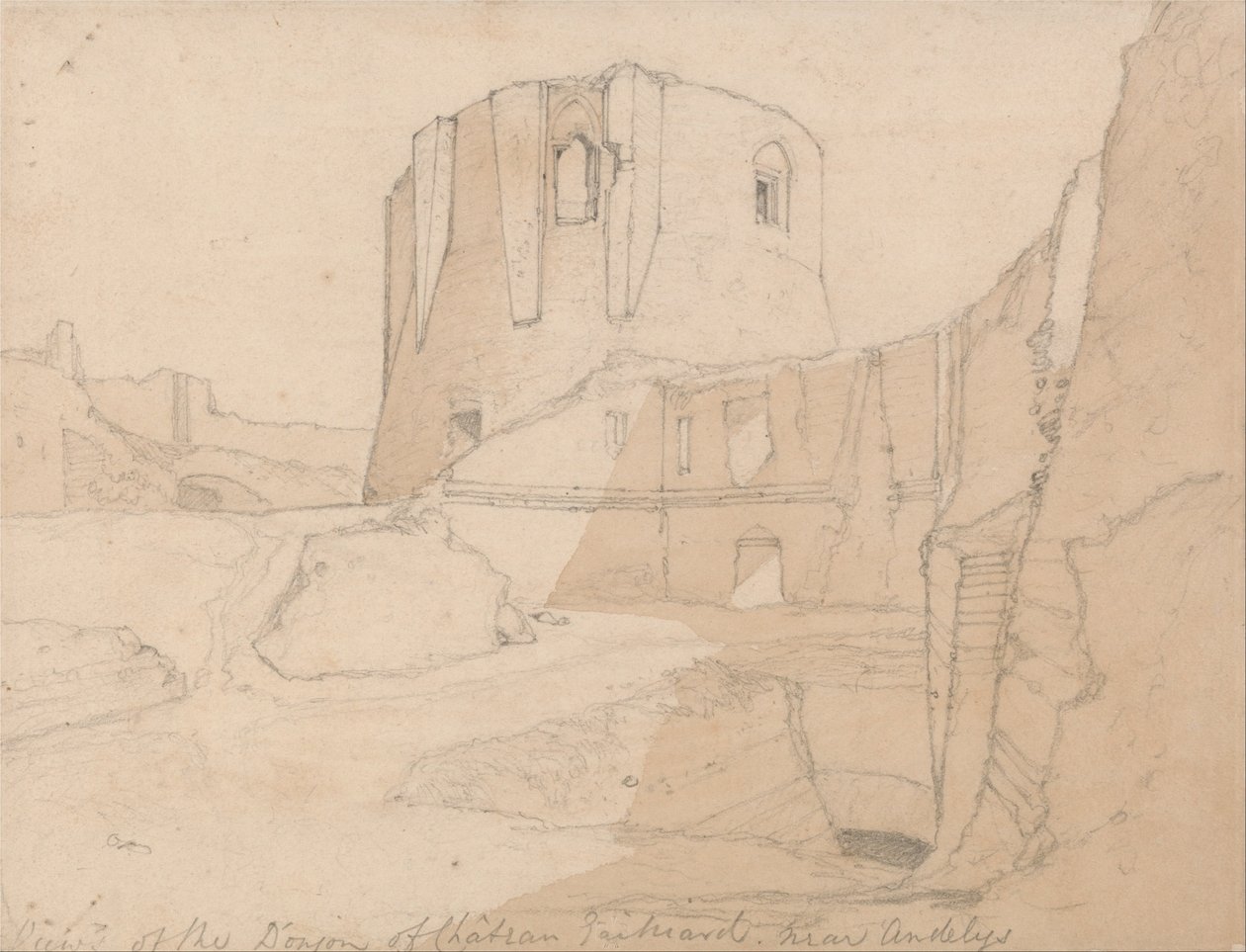 Veduta del Donjon del Castello Gaillard, vicino ad Andelys, Normandia da John Sell Cotman