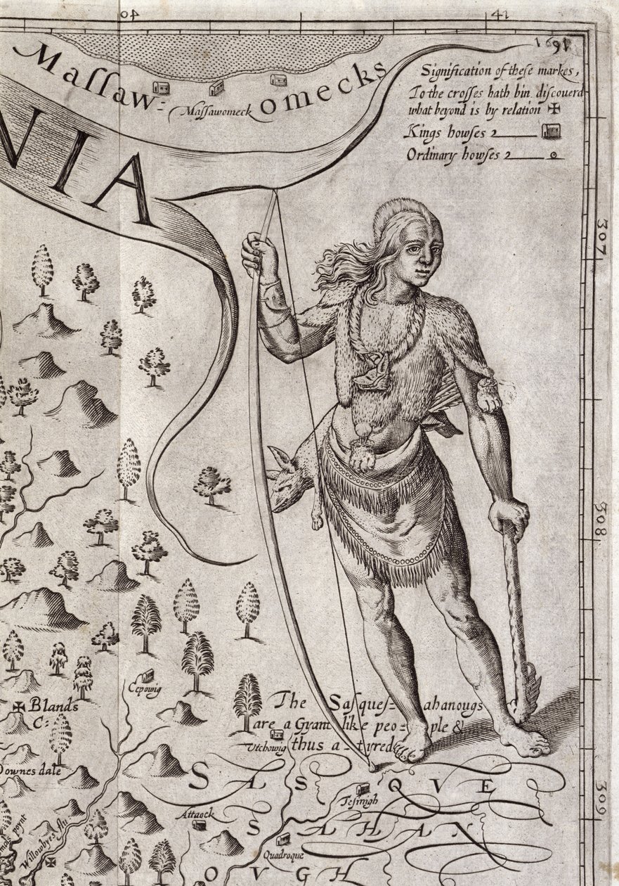 Guerriero Susquehannock (dettaglio) da John Smith 2