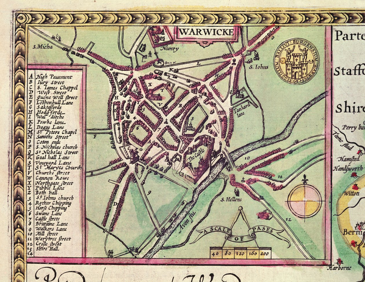 (dettaglio) di Warwick, dalla Contea di Warwick, la città di Coventry, dal 