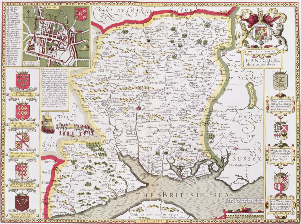Hantshire, inciso da Jodocus Hondius (1563-1612) dal 