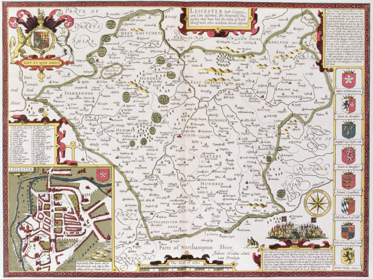 Leicester, inciso da Jodocus Hondius (1563-1612) dal 