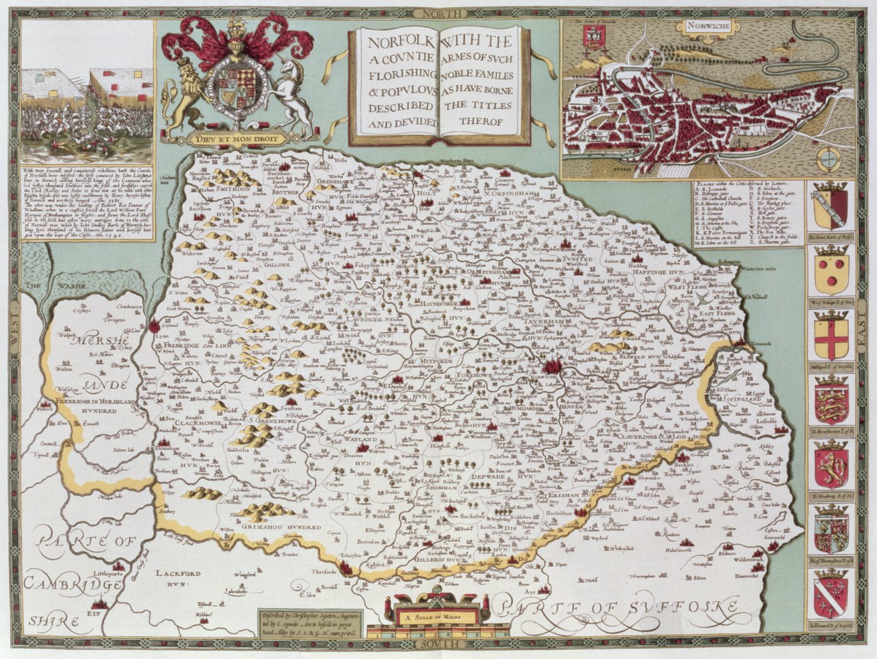 Norfolk, inciso da Jodocus Hondius (1563-1612) da 