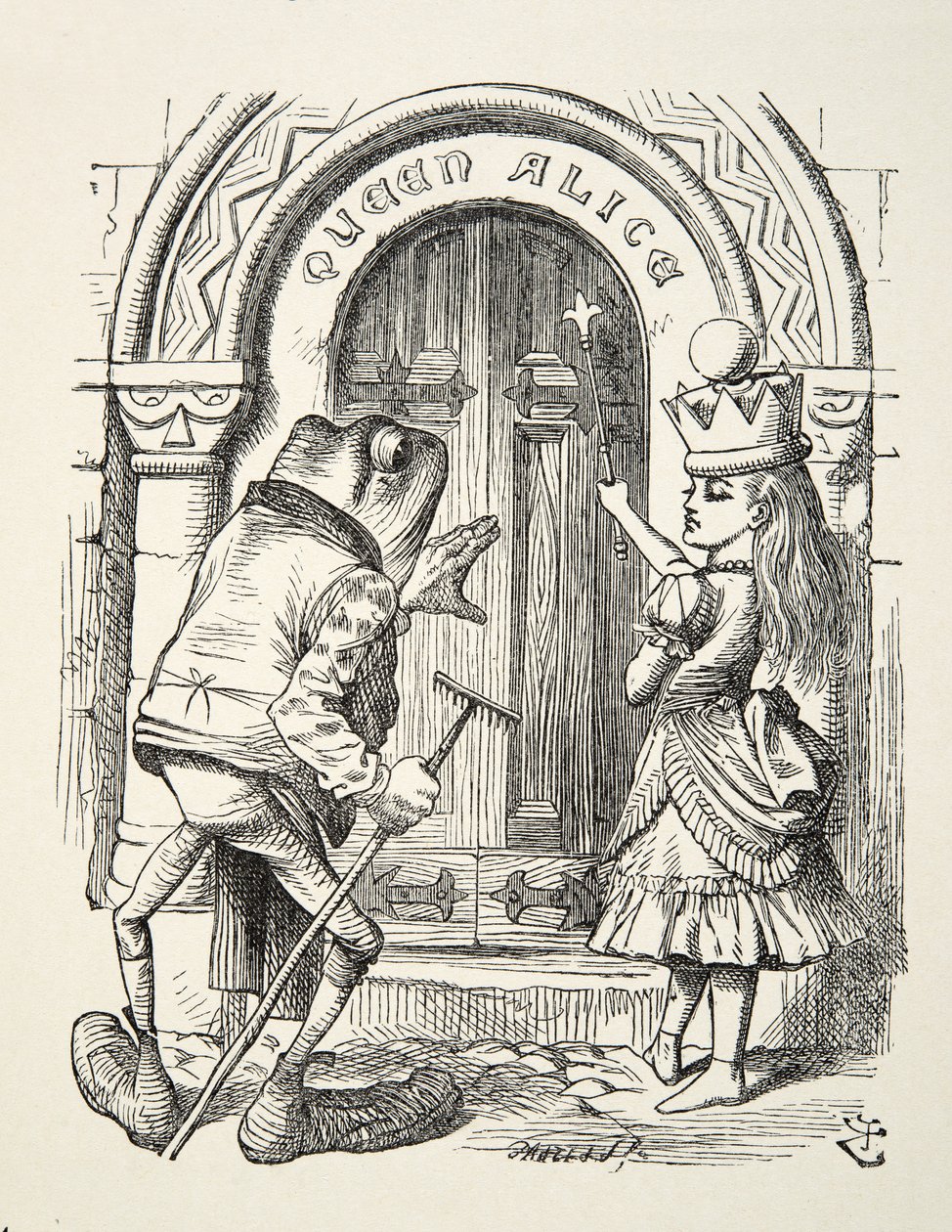 Regina Alice e la Rana, illustrazione da Attraverso lo Specchio di Lewis Carroll, 1872 da John Tenniel