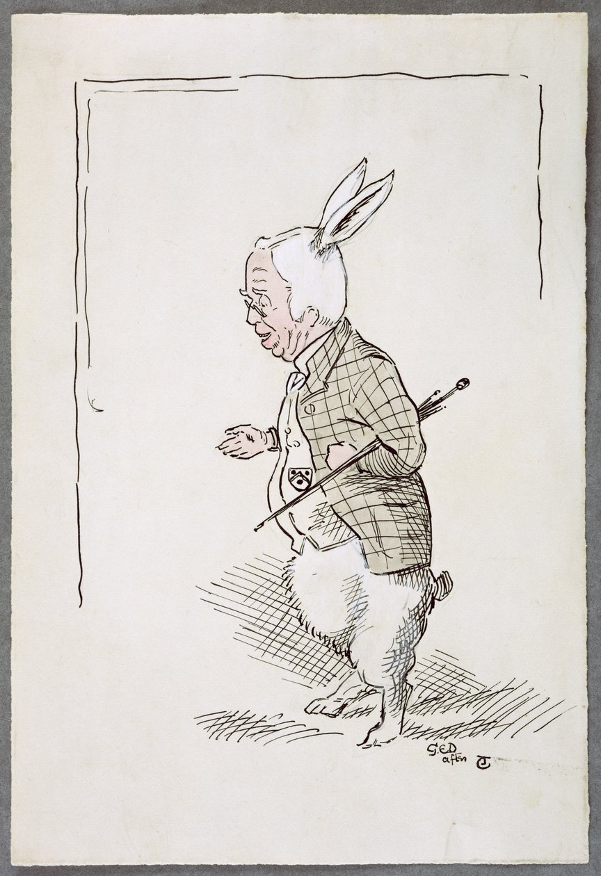 William Archibald Spooner come il Coniglio Bianco da John Tenniel