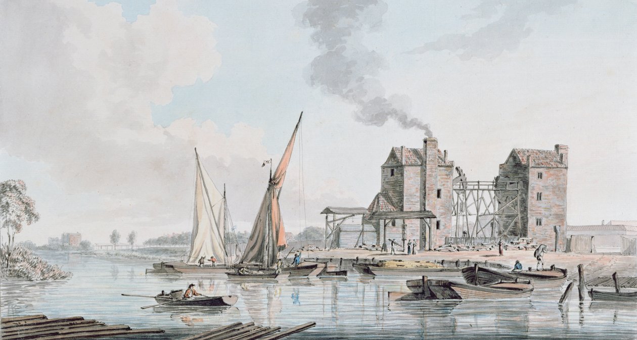 Veduta del motore ad acqua a Pimlico, 1783 da John Thomas Serres