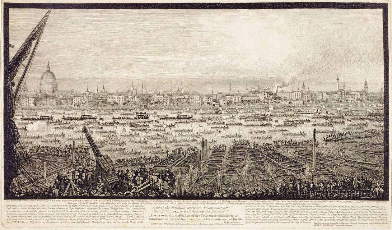 I resti di Lord Nelson trasportati sul Tamigi da Greenwich a Whitehall, 8 gennaio 1806 da John Thomas Smith