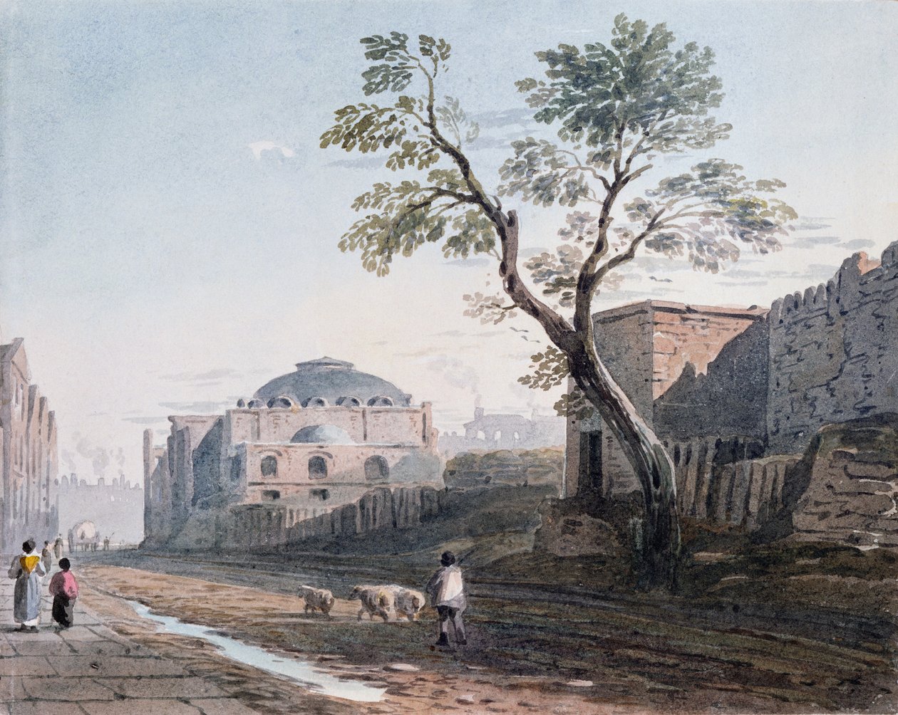 Chiesa scozzese e i resti del muro di Londra, 1818 da John Varley