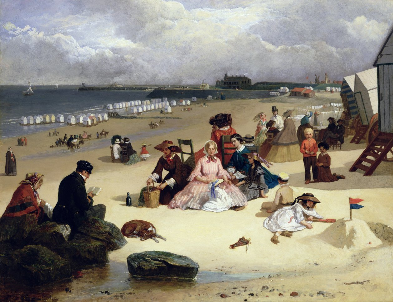 Spiaggia di Littlehampton con il molo, Climping oltre c.1888 da John W. Eyres