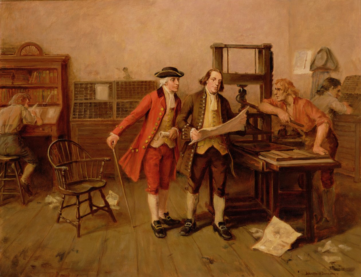 Benjamin Franklin, stampatore, c.1928 da John Ward Dunsmore