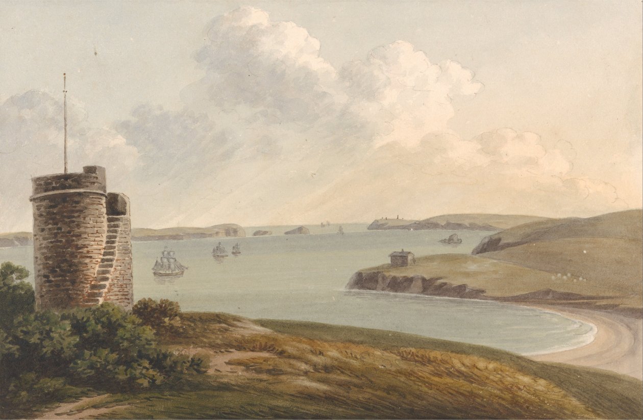 Vista dalla Vedetta vicino a Hakin su Signal Hill, guardando oltre Nangle Point e Thorn Island... da John Warwick Smith
