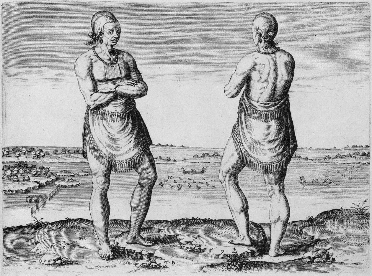 Anziano o capo indiano, inciso da Theodor de Bry (1528-1598) da John White