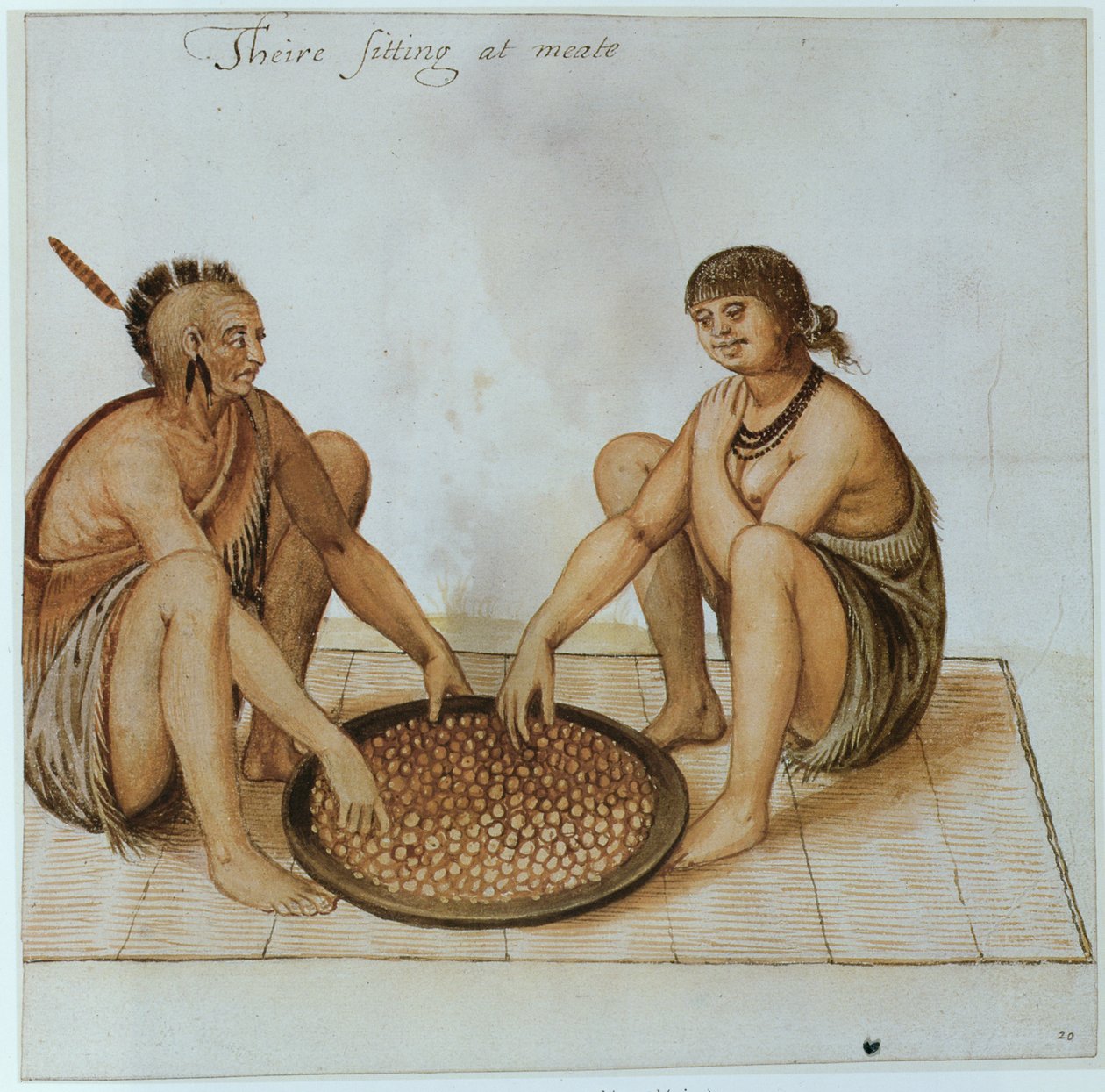 Uomo e donna indiani che mangiano da John White