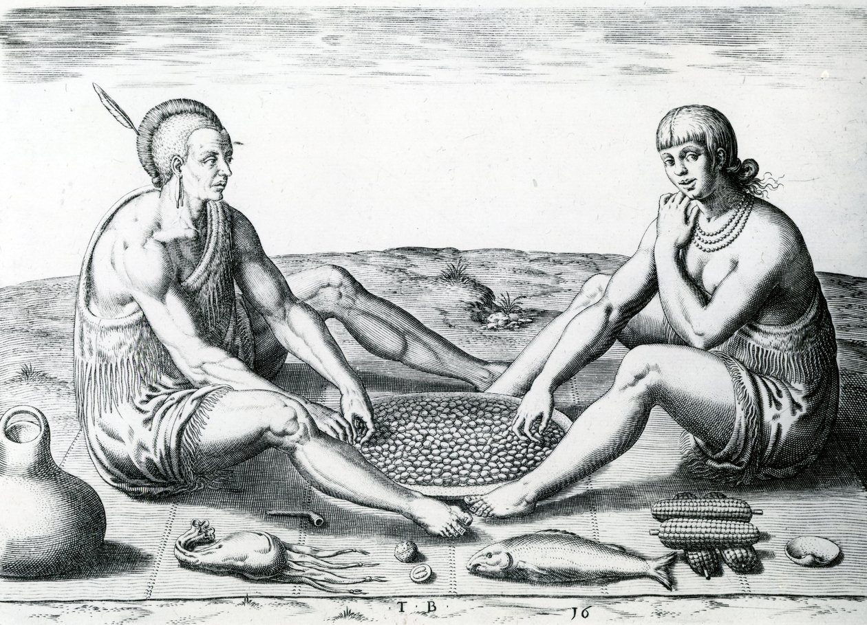 Il loro sedersi a tavola, 1590 da John White