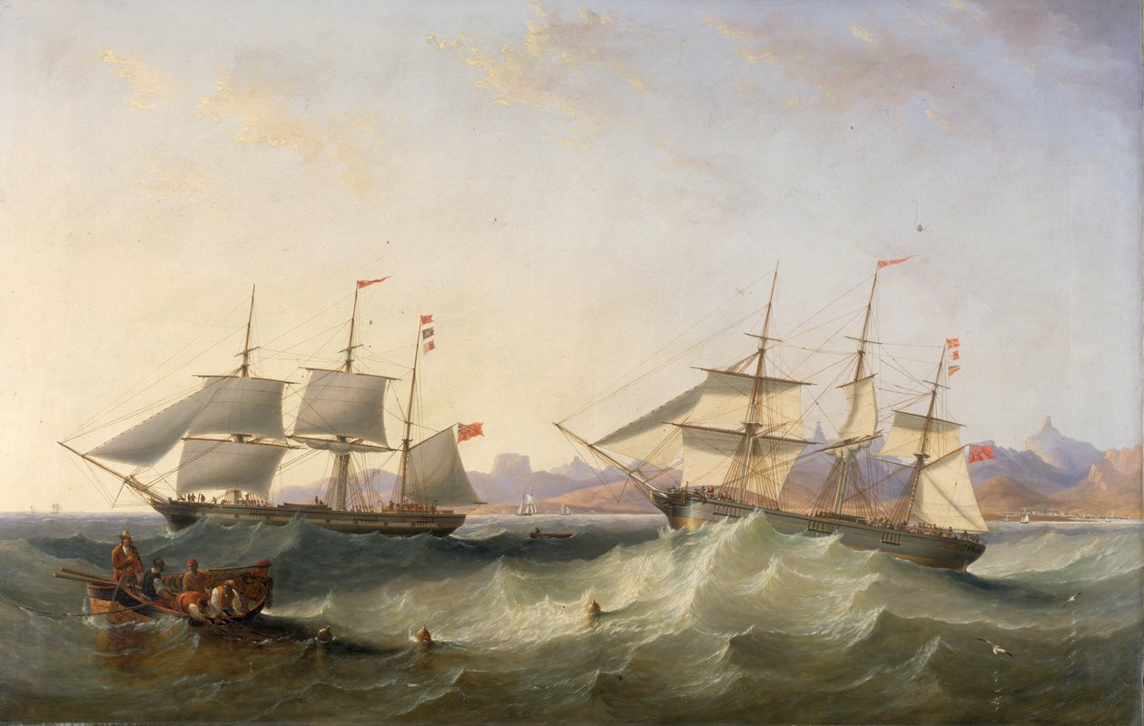 Un Clipper e un East Indiaman che lasciano il porto da John Wilson Carmichael