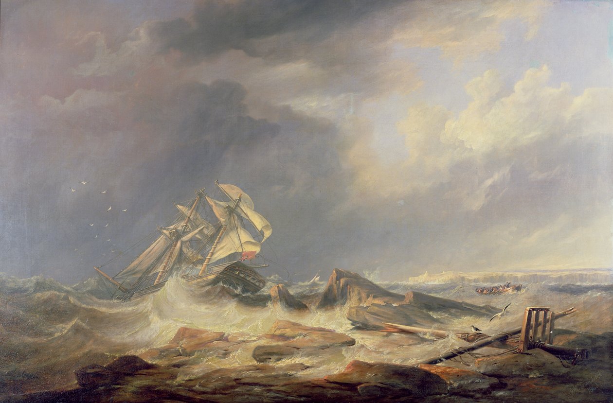 Una goletta spinta verso le rocce da John Wilson Carmichael