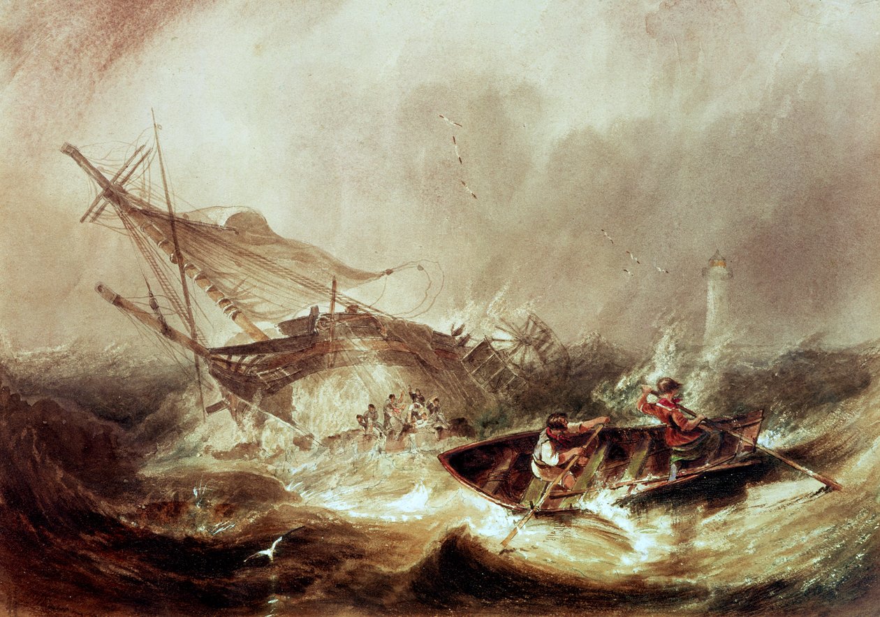 Remare per salvare marinai naufragati al largo della costa del Northumberland da John Wilson Carmichael