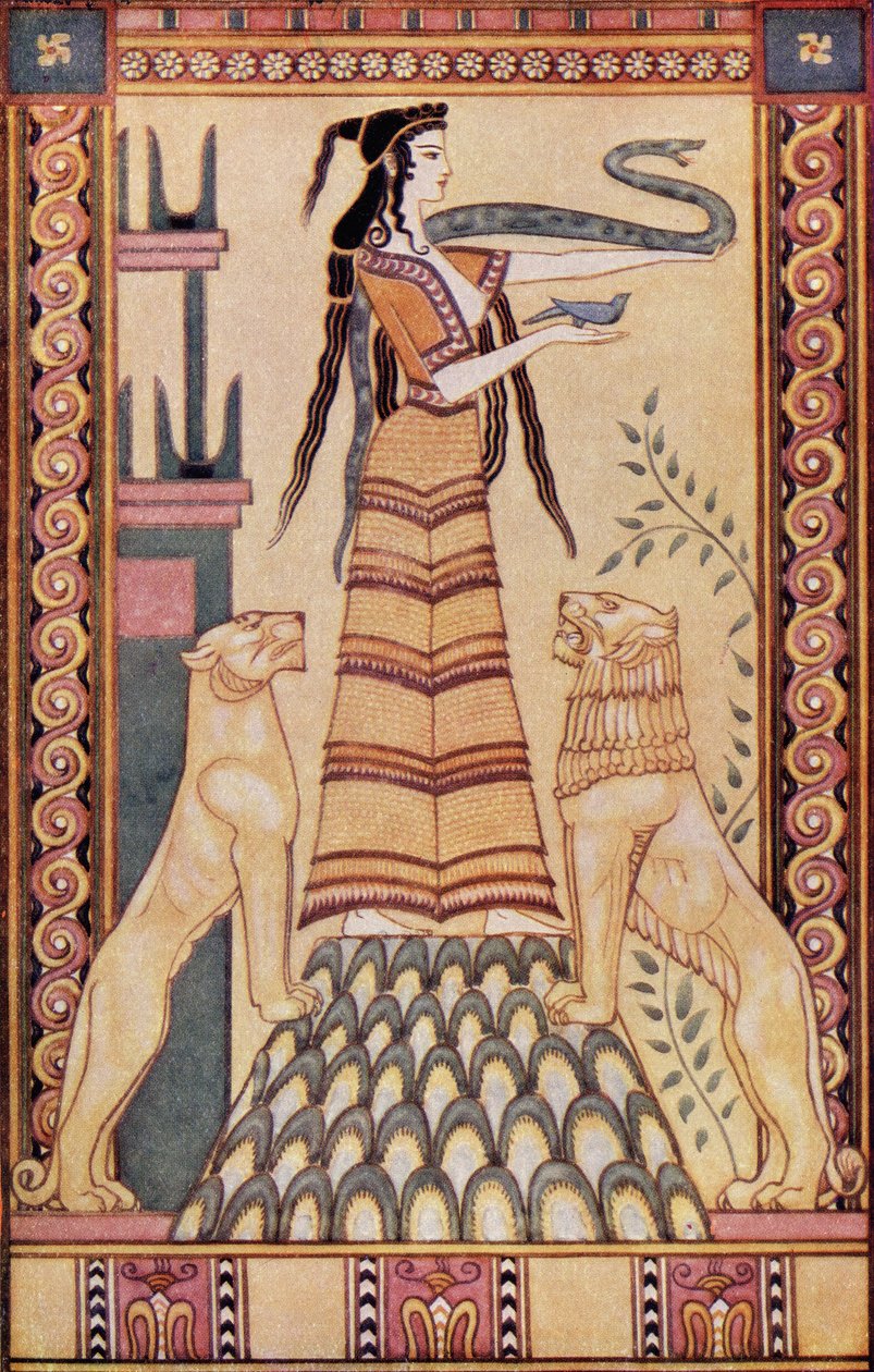 La Dea Serpente di Creta, illustrazione da 