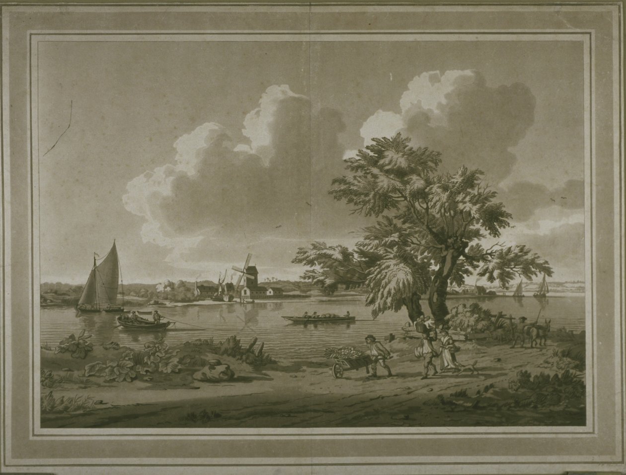 Figure che trasportano verdure lungo la riva del Tamigi da John the Elder Cleveley
