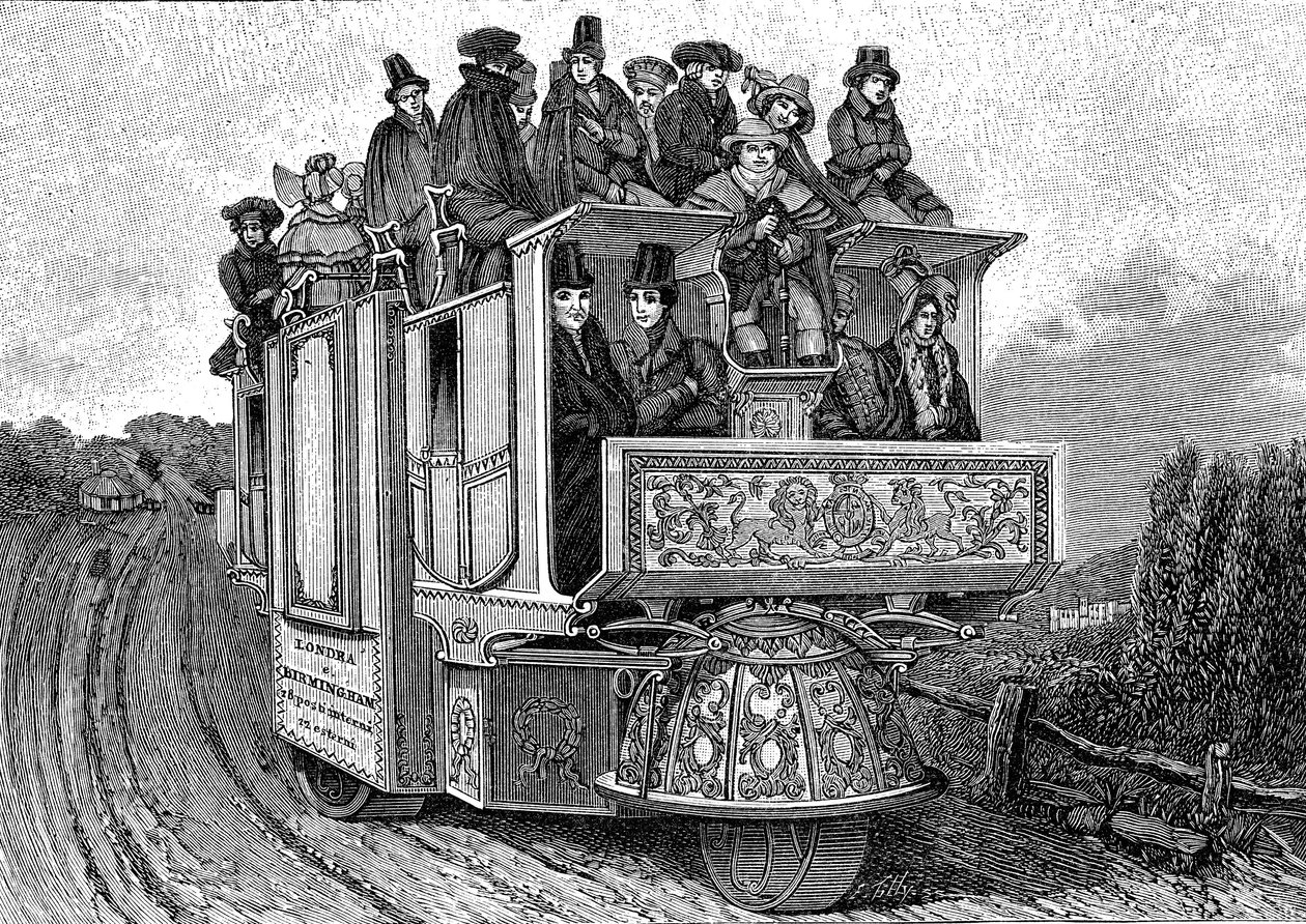 Auto meccanica a tre ruote del Dr. William Church, costruita a Birmingham nel 1833 (Inghilterra). Incisione 1895 da John (after) Cooke