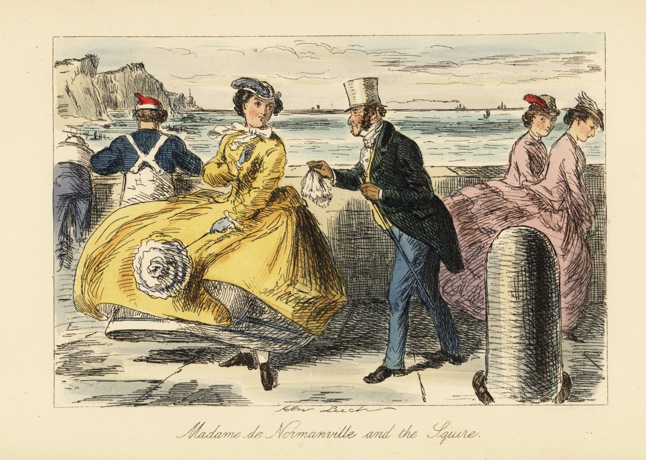 Gentiluomo e signora inglesi che si incontrano sulla passeggiata di Ramsgate da John (after) Leech