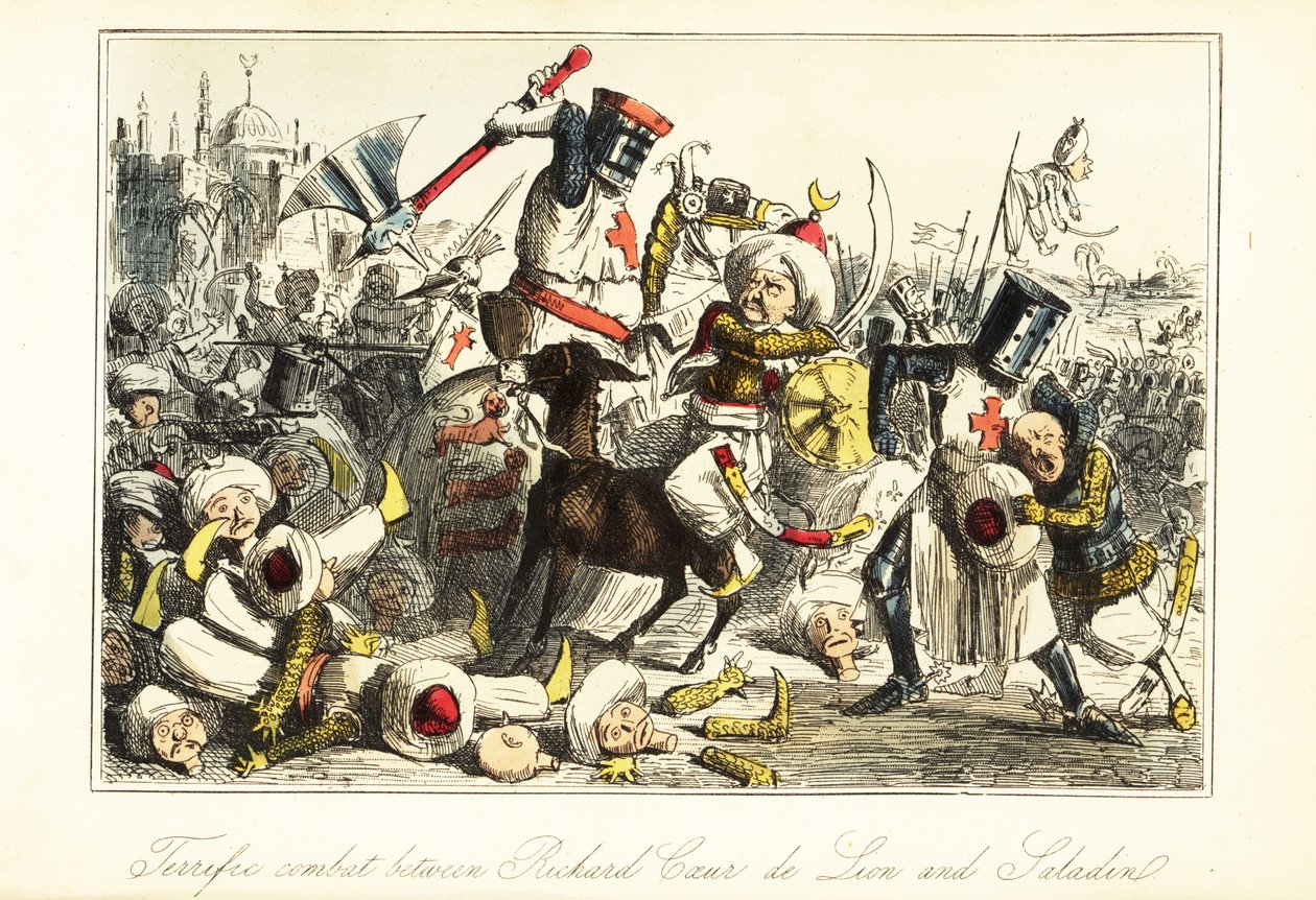 Re Riccardo I combatte Saladino nella battaglia di Arsuf, Palestina da John (after) Leech