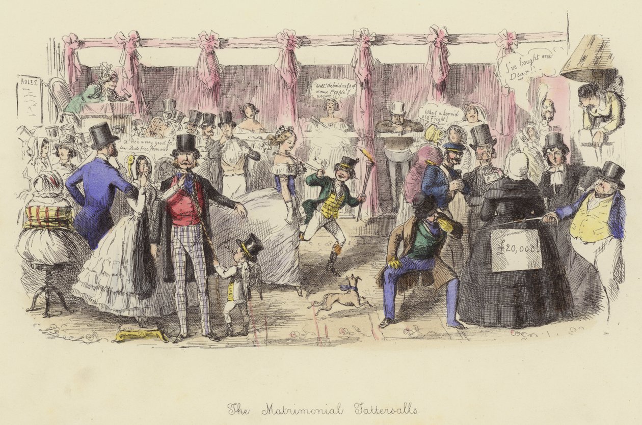 The Matrimonial Tattersalls (incisione a colori) da John (after) Leech