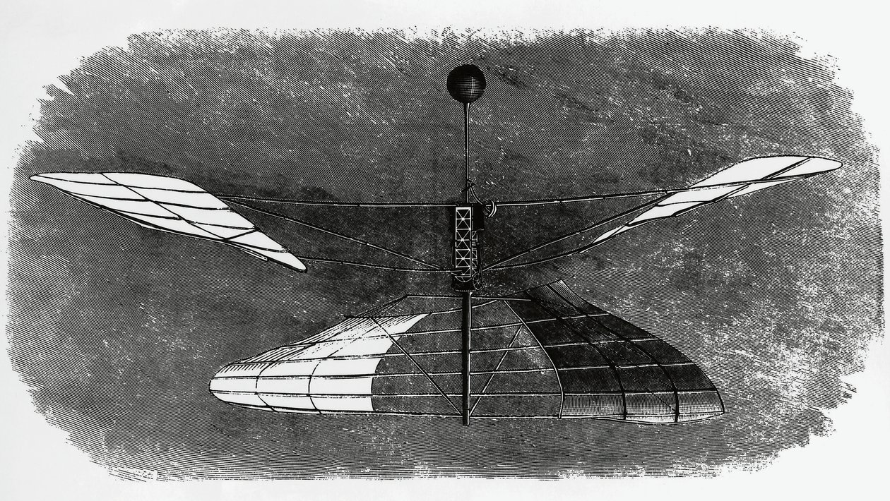 Elicottero di Enrico Forlanini (1848-1930), disegno a inchiostro, Italia da Walter Charles Mills
