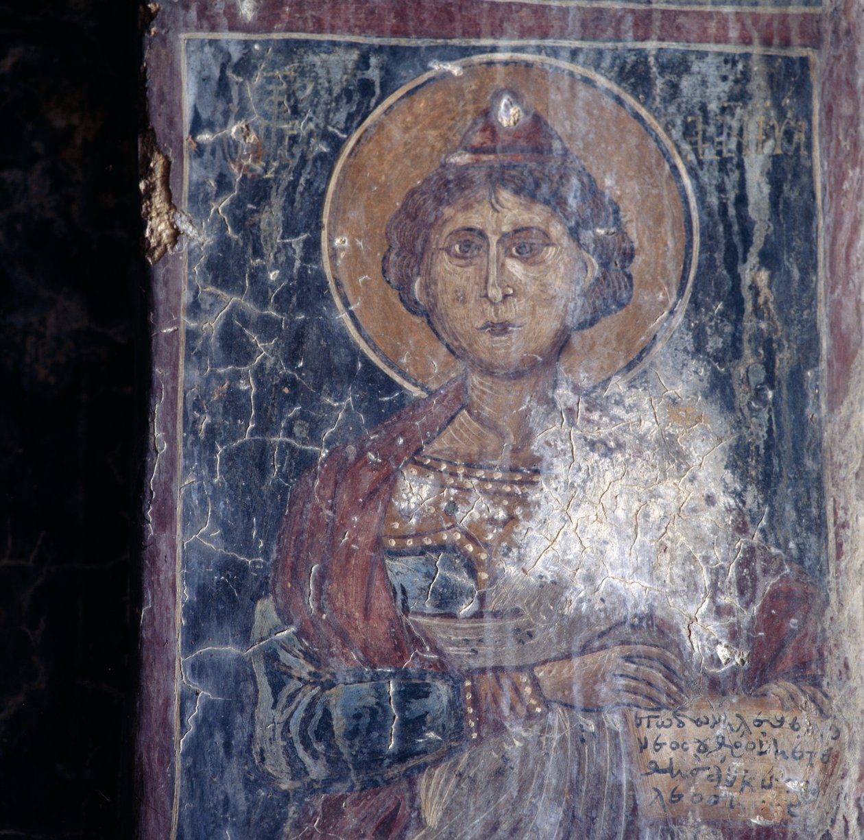 Figura di santo, affresco nella chiesa di Kandanos, Creta, Grecia da Walter Charles Mills