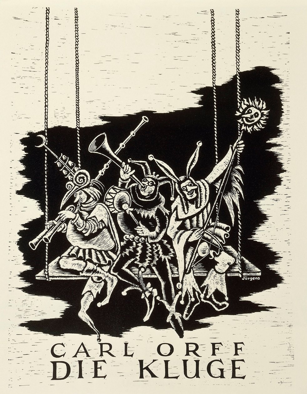 Locandina per la prima di Die Kluge (La Donna Saggia) di Carl Orff a Francoforte da Walter Charles Mills