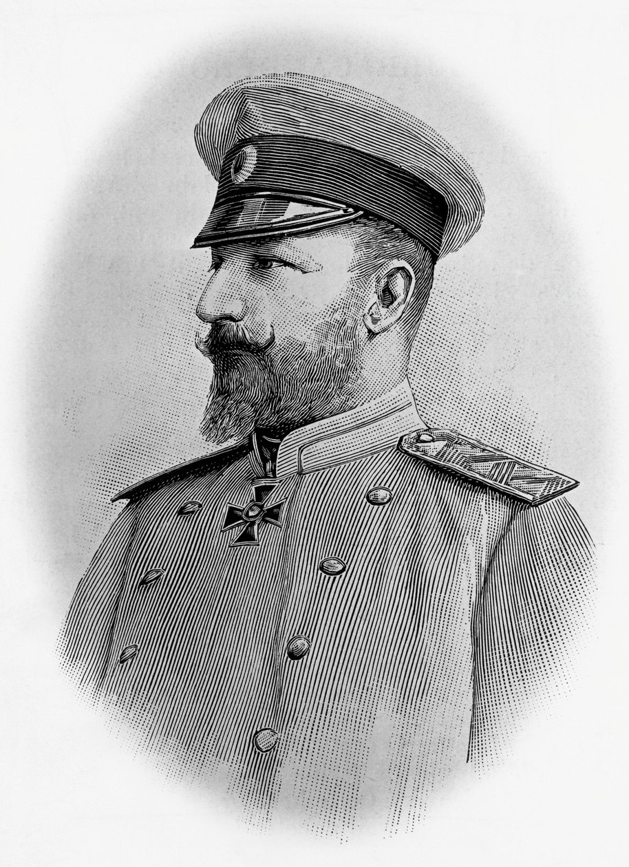 Ritratto di Ferdinando I (1861-1948), Zar di Bulgaria, incisione da Walter Charles Mills