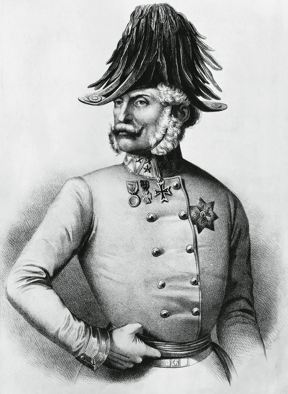 Ritratto di Ferencz Gyulai (1798-1868), generale e politico austro-ungarico, incisione da Walter Charles Mills