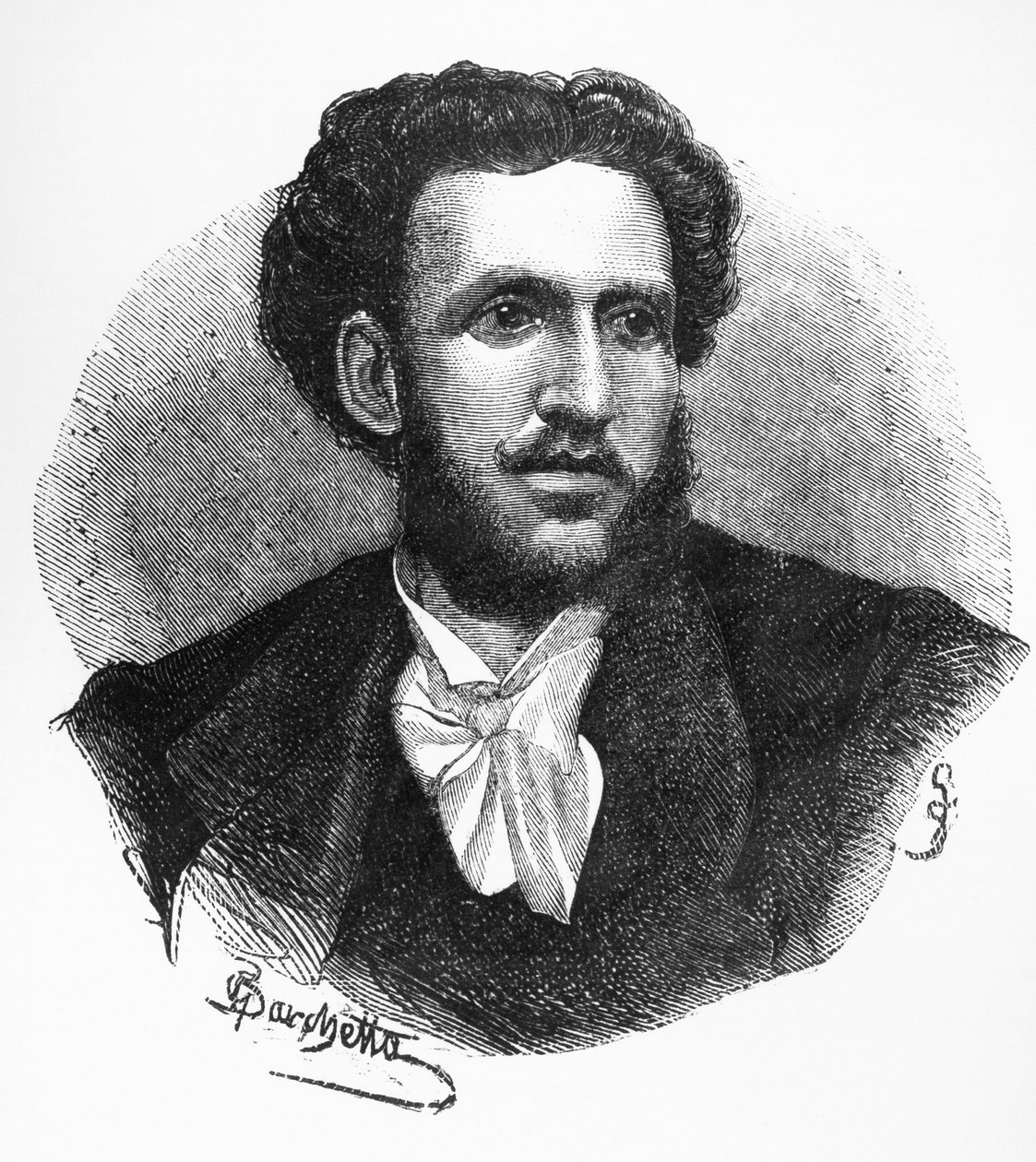 Ritratto di Iginio Ugo Tarchetti (1839-1869), autore, poeta e giornalista italiano, incisione da Walter Charles Mills