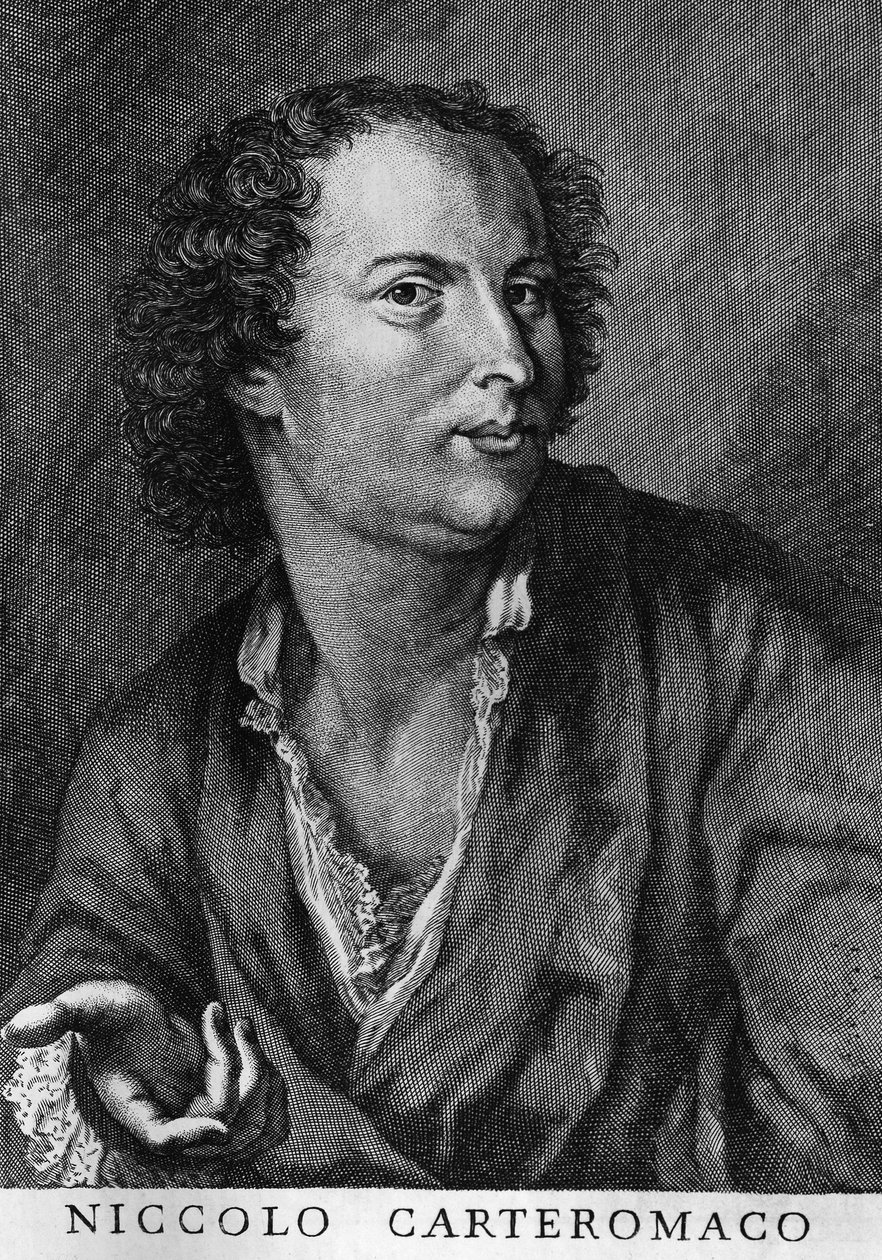 Ritratto di Niccolò Forteguerri, noto anche come Niccolò Carteromaco (1674-1735), poeta italiano, incisione da Walter Charles Mills
