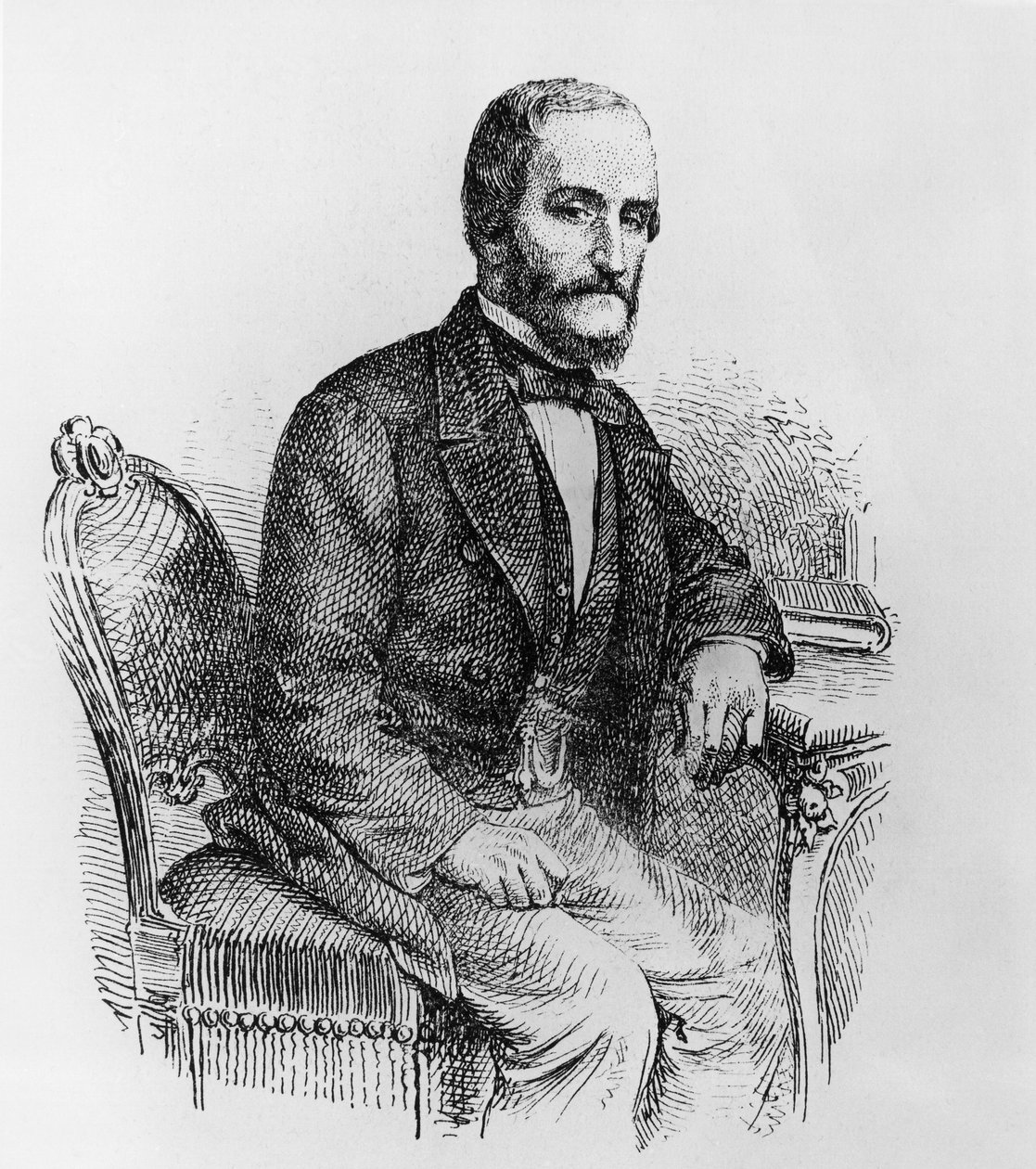 Ritratto di Raffaele Busacca dei Gallidoro (1810-1893), politico ed economista italiano, incisione da Walter Charles Mills