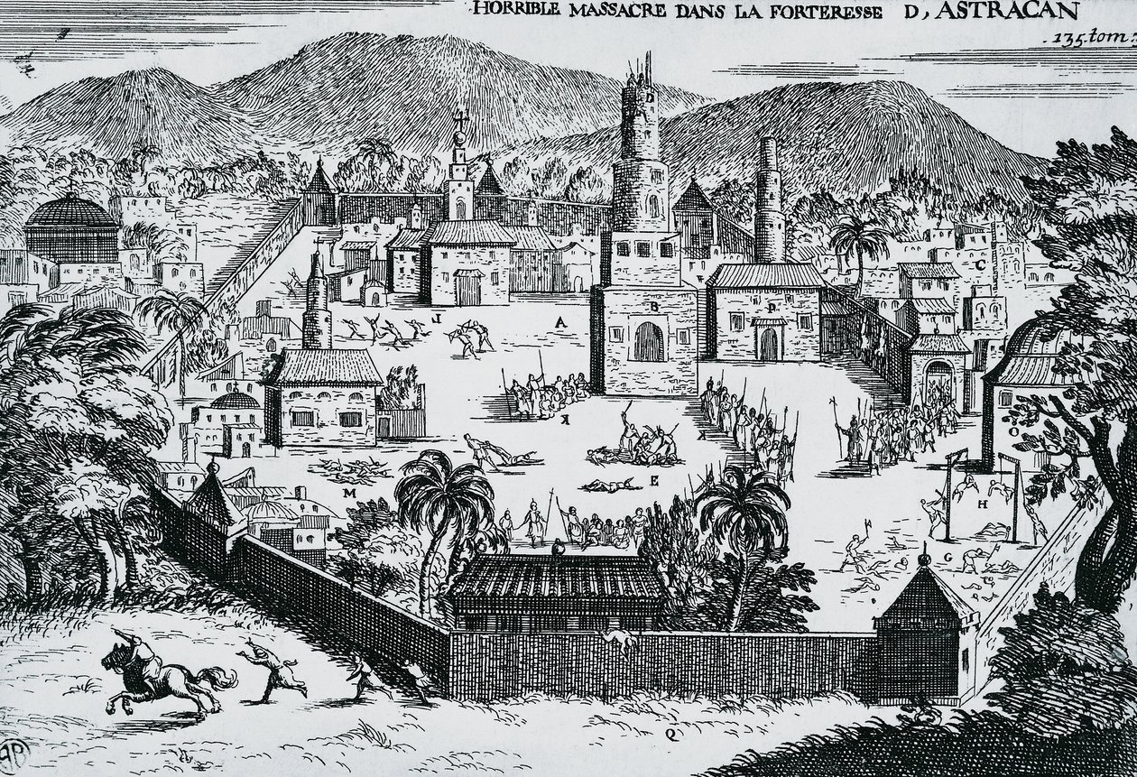 I cosacchi guidati da Stepan Razin attaccano la fortezza di Astrakhan nel 1670 da Walter Charles Mills