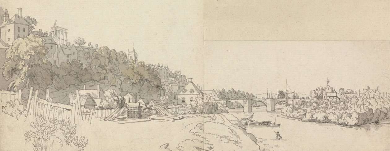 Una città vista dalle rive di un fiume da John Alexander Gresse