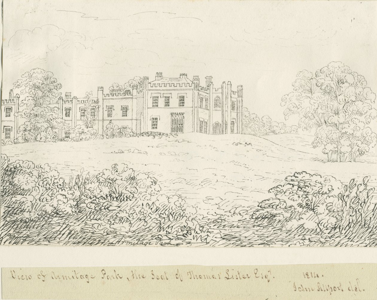 Parco di Armitage: disegno a penna, 1814 da John Allport