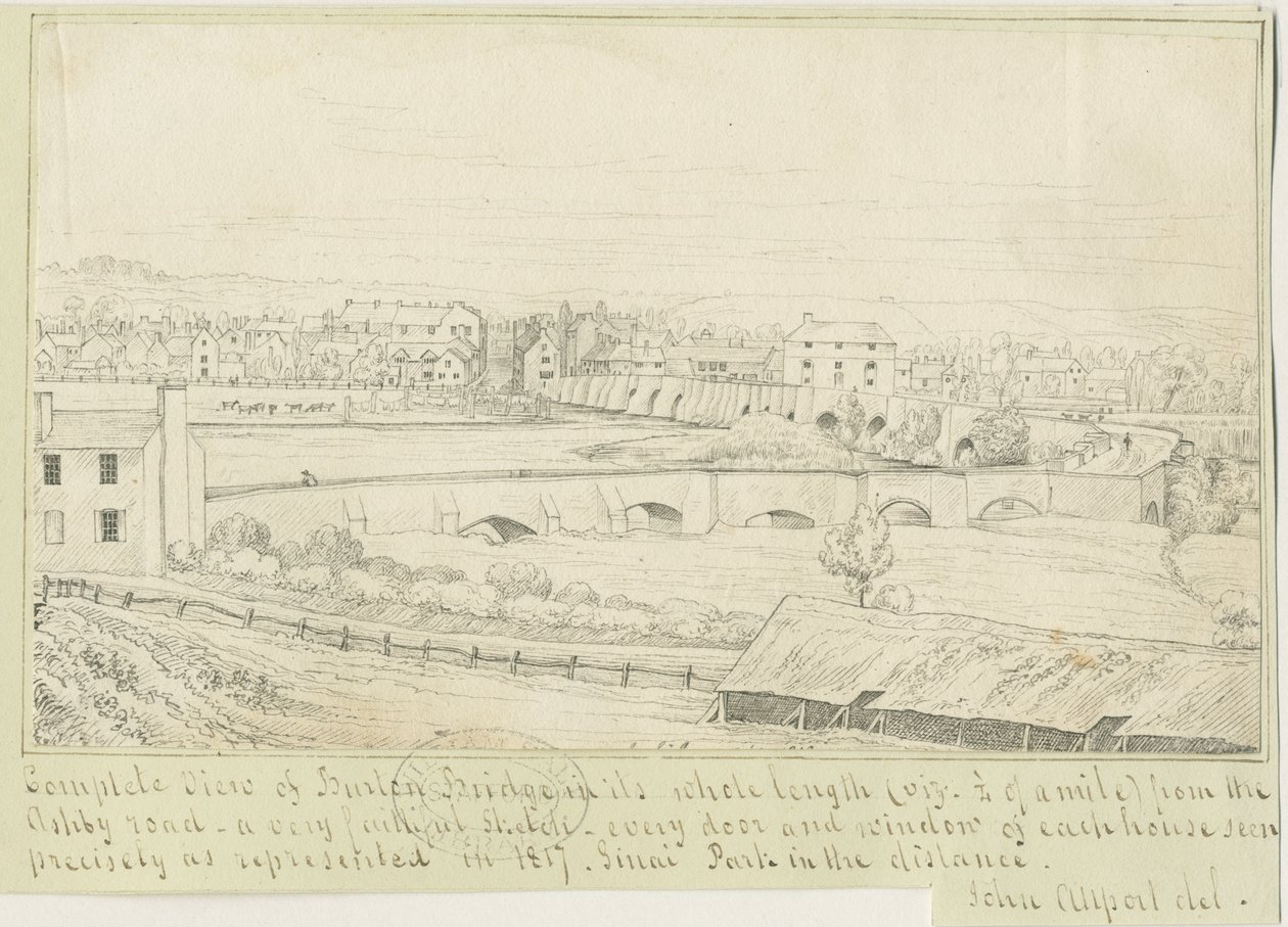 Ponte e città di Burton-upon-Trent da John Allport