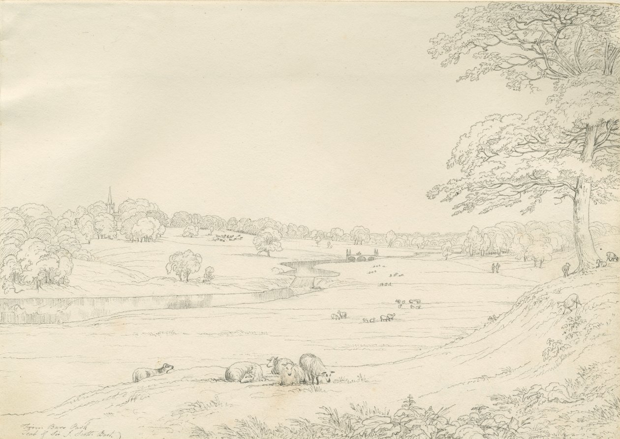 [Great] Barr Park (disegno a penna e inchiostro, inizio XIX secolo) da John Allport