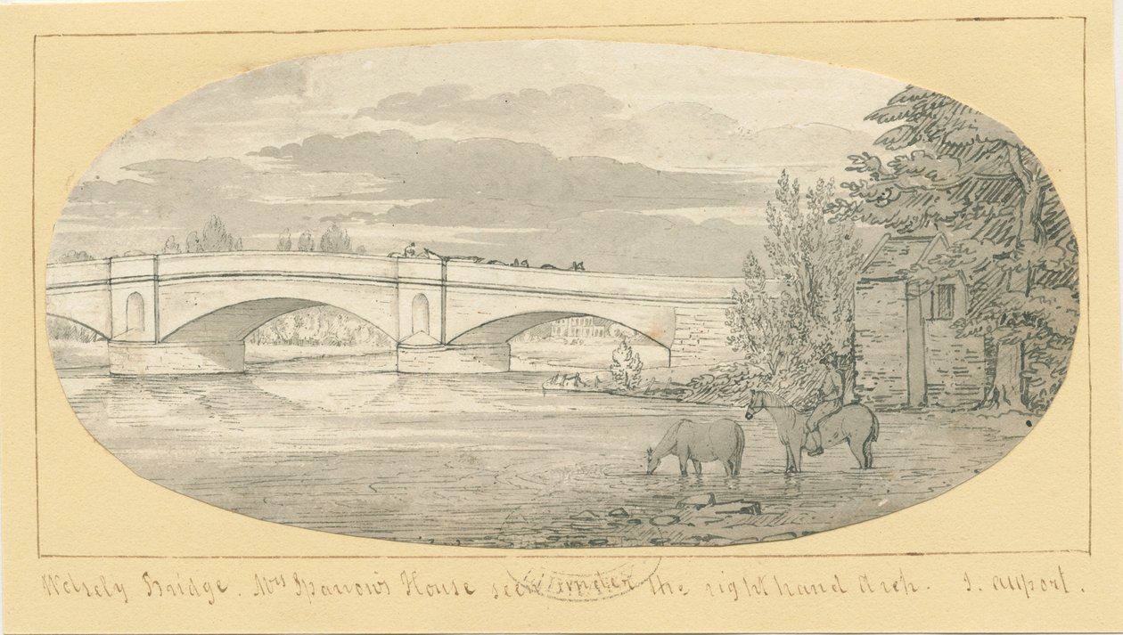 Wolseley Bridge: disegno a penna e acquerello, nd [1799-1854] da John Allport