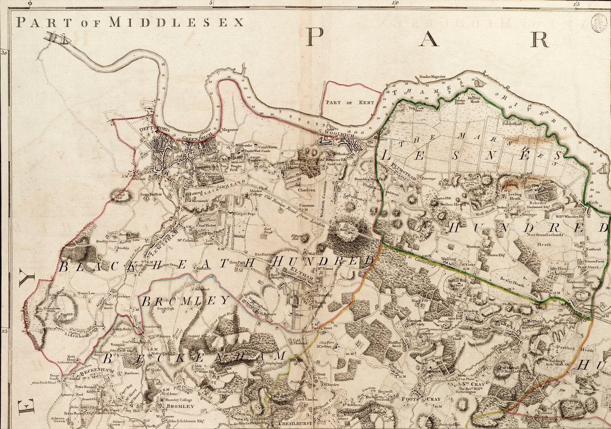 Mappa di Greenwich a Erith, Londra | John Andrews