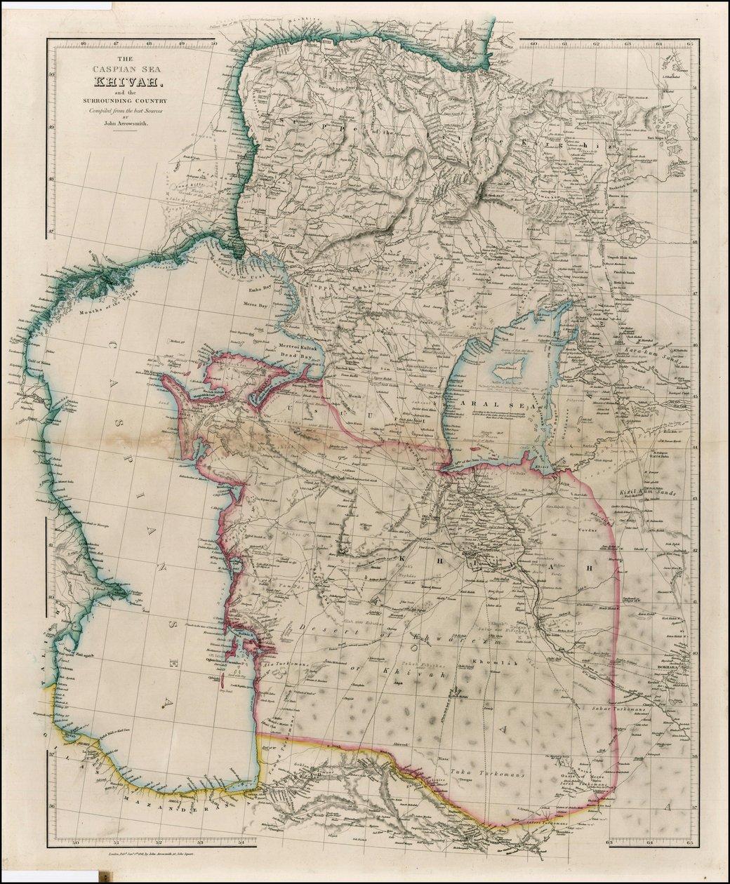 Carta del 1842 del Mar Caspio, del Khivah e dei paesi circostanti di John Arrowsmith da John Arrowsmith