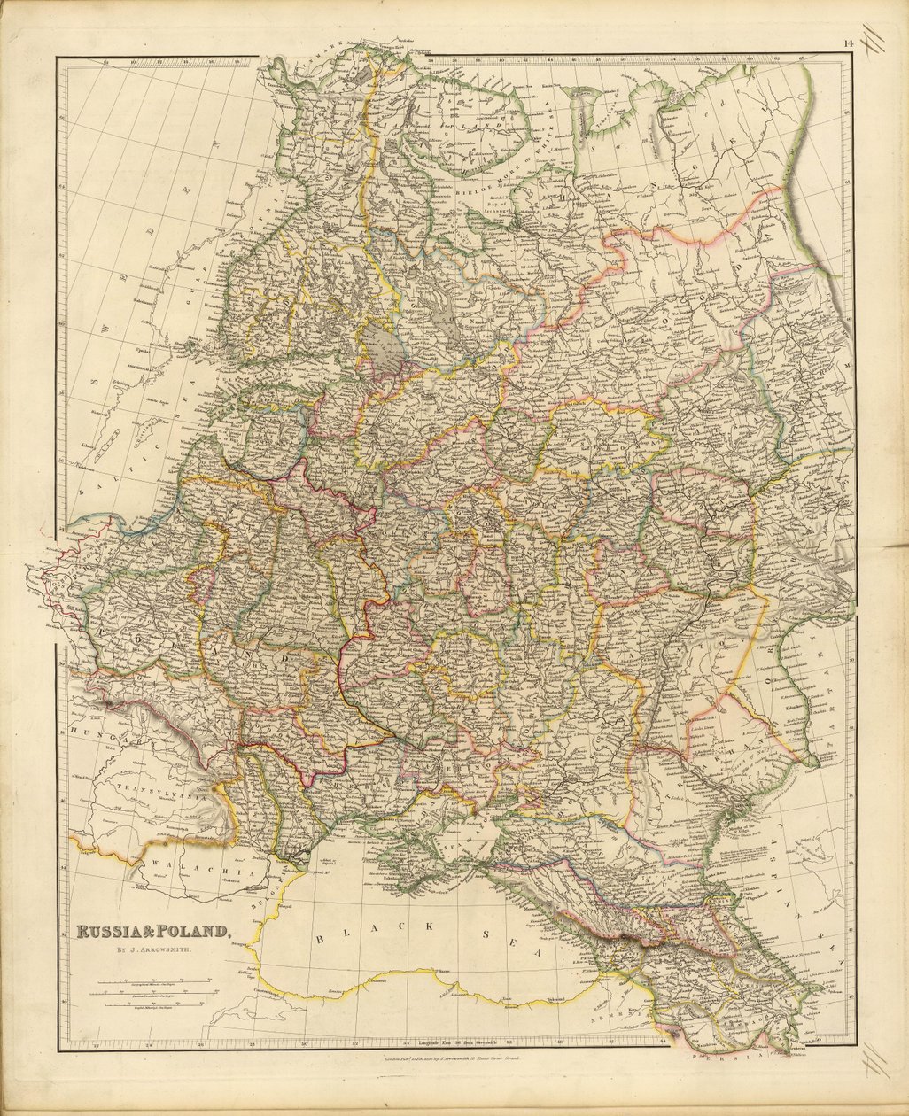 Mappa della Russia e della Polonia da John Arrowsmith
