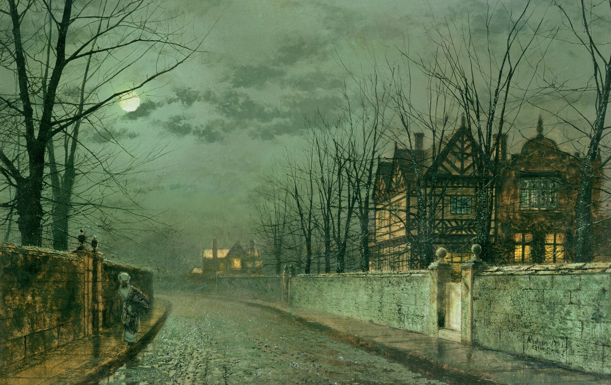 Vecchia casa inglese, chiaro di luna dopo la pioggia, 1883 da John Atkinson Grimshaw