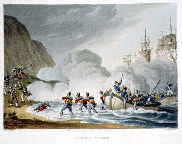 Sbarco delle Truppe, inciso da Matthew Dubourg (fl.1813-20) da 