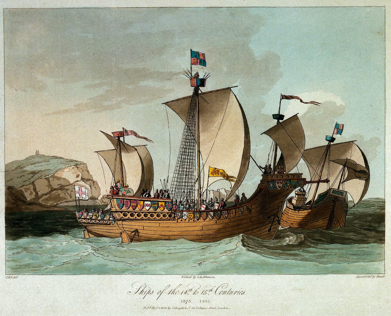 Navi del XIV e XV secolo da John Augustus (after) Atkinson